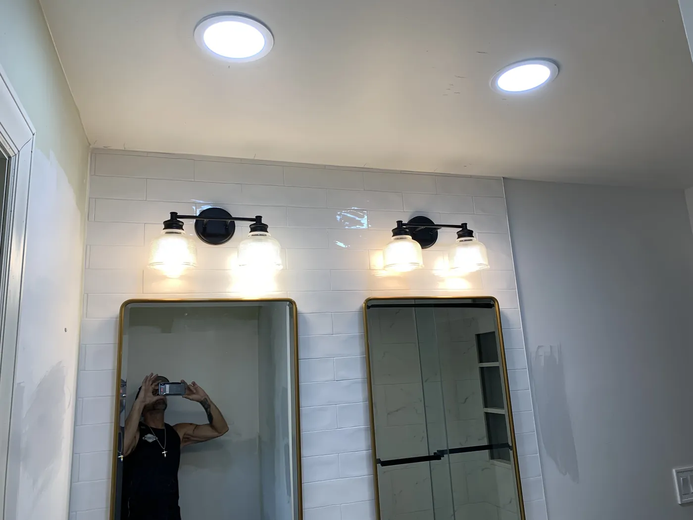 Bathroom vanity light fixtures installed by Tritan electricians
